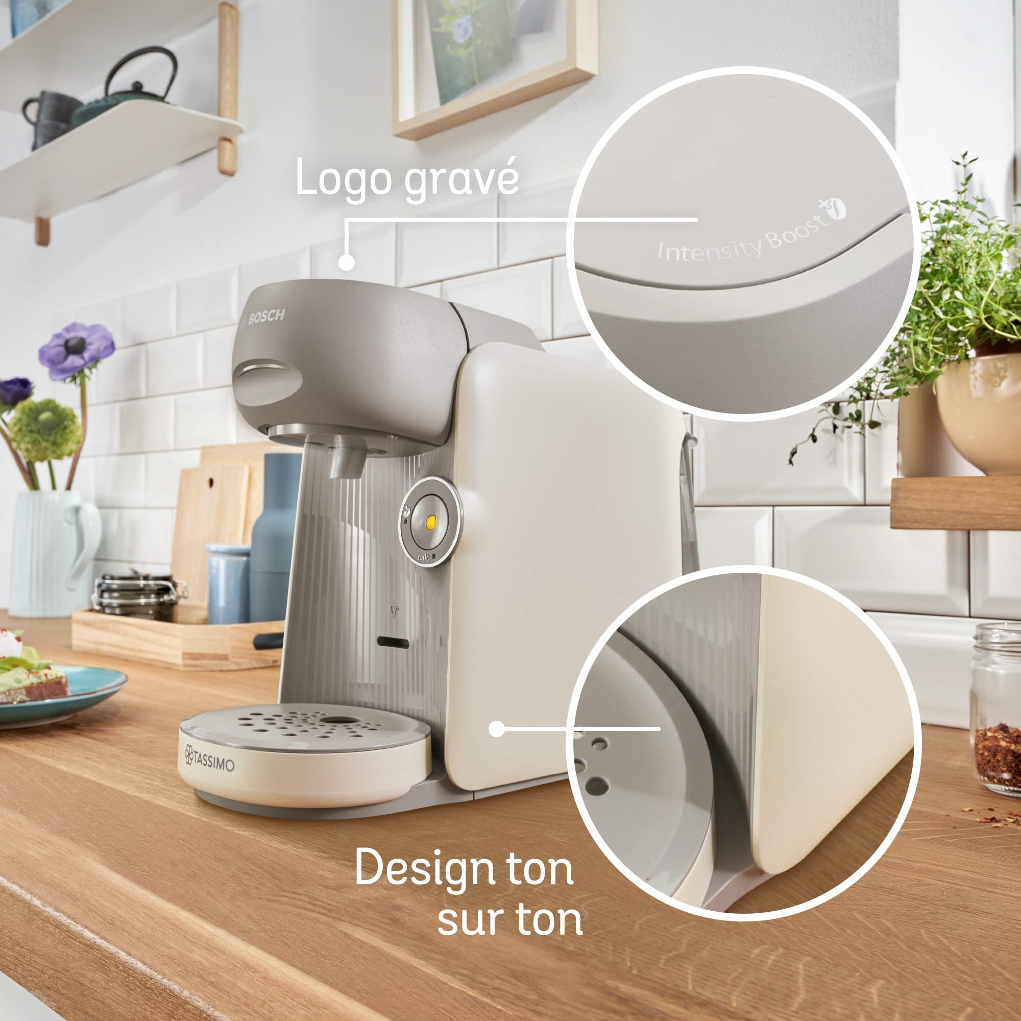 TASSIMO FINESSE, machine à café, IntensityBoost, INTELLIBREW, TAS16B3, Crème - Veritano Edition