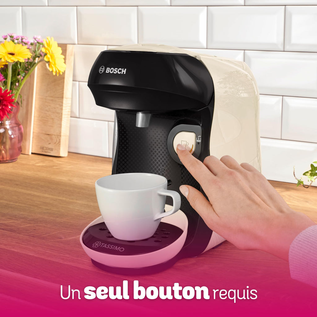 Machine à café multi-boissons Tassimo Happy friendly, TAS107E, OneTouch, Intellibrew, Crème - Veritano Edition