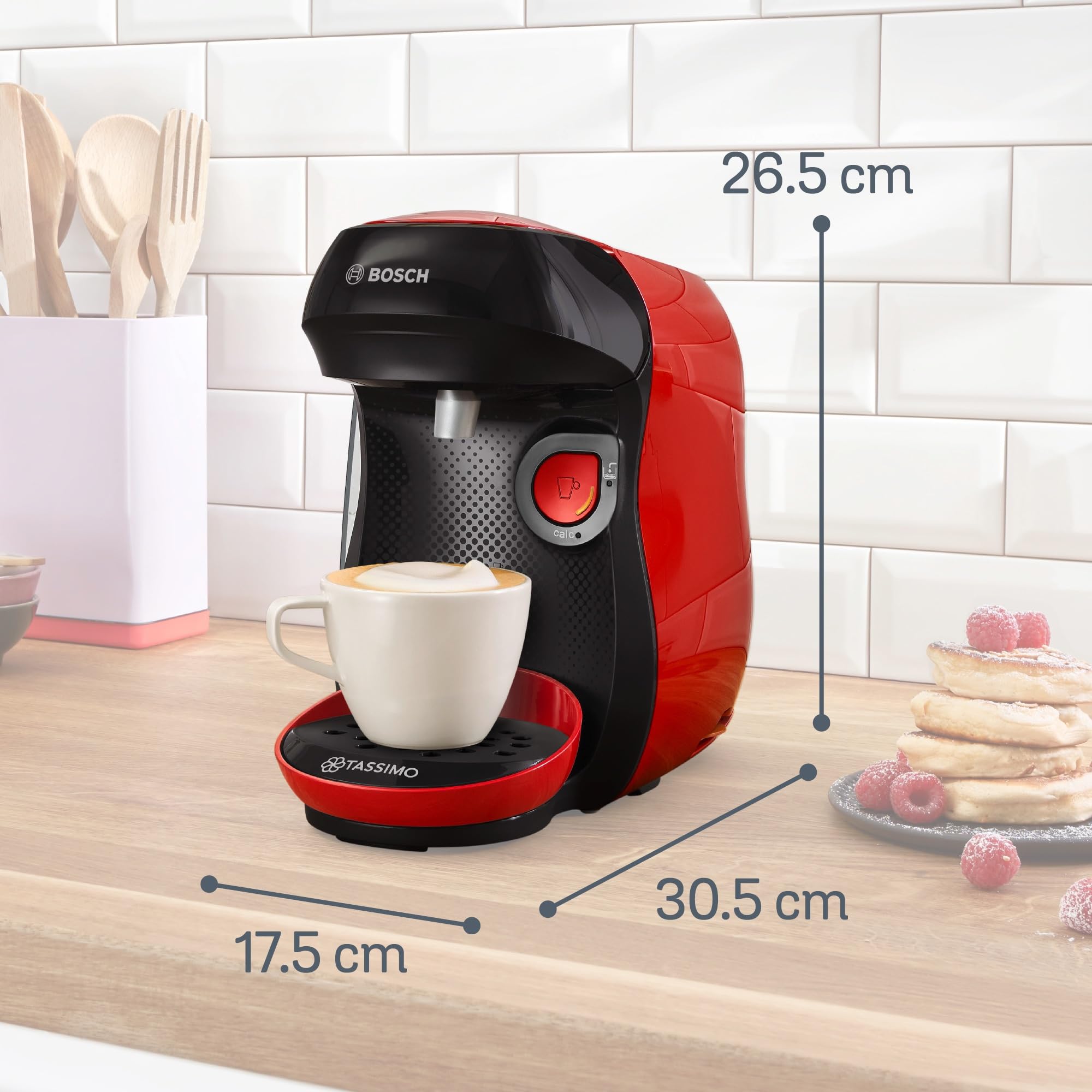 Machine à café multi-boissons Tassimo Happy friendly, OneTouch, TAS103E, Rouge - Veritano Edition