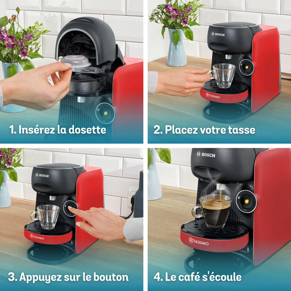 Machine à café Tassimo Finesse friendly,  IntensityBoost, Intellibrew, TAS163E, Rouge - Veritano Edition