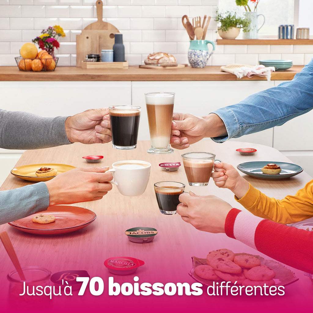 Machine à café multi-boissons Tassimo Happy friendly, TAS107E, OneTouch, Intellibrew, Crème - Veritano Edition