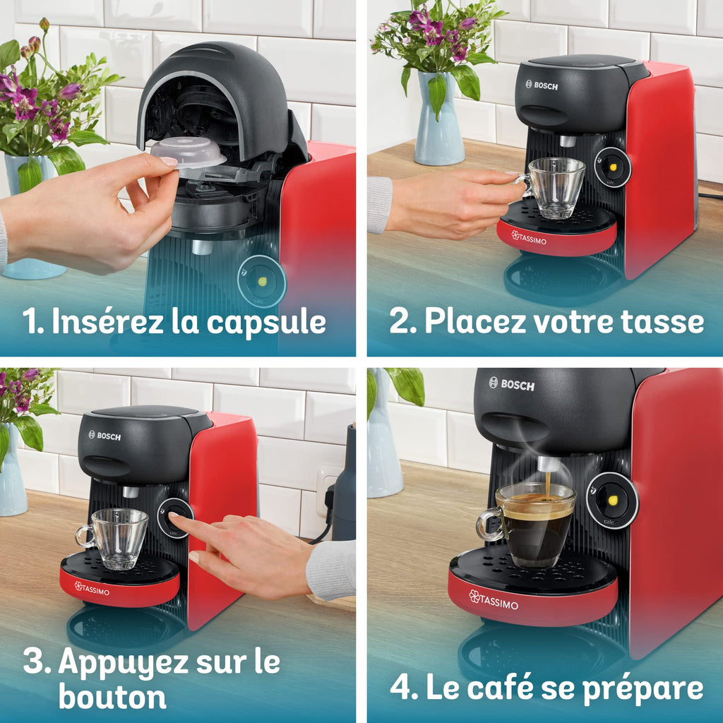 Machine à café TASSIMO FINESSE, IntensityBoost, INTELLIBREW, TAS16B3, Rouge intense - Veritano Edition