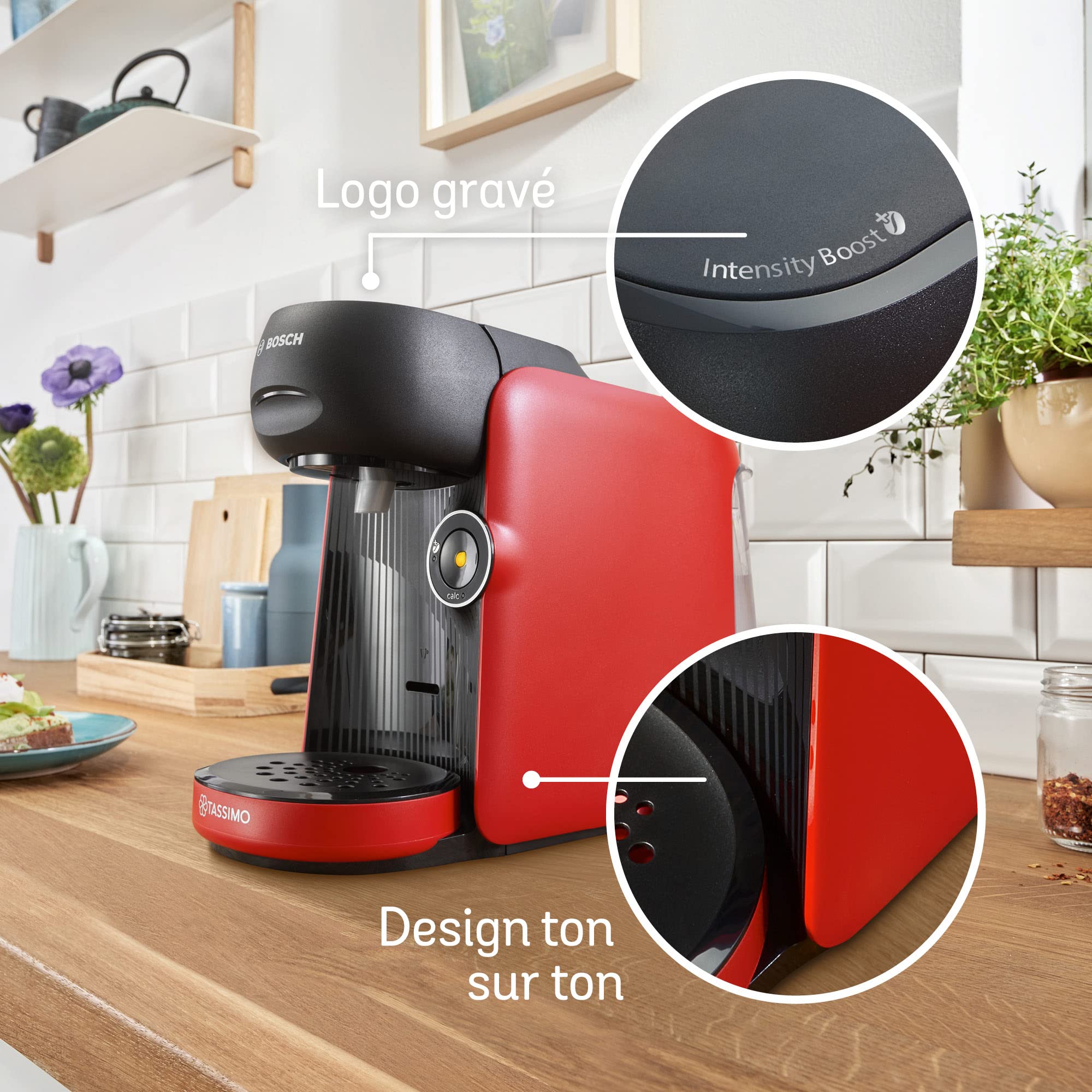 Machine à café TASSIMO FINESSE, IntensityBoost, INTELLIBREW, TAS16B3, Rouge intense - Veritano Edition