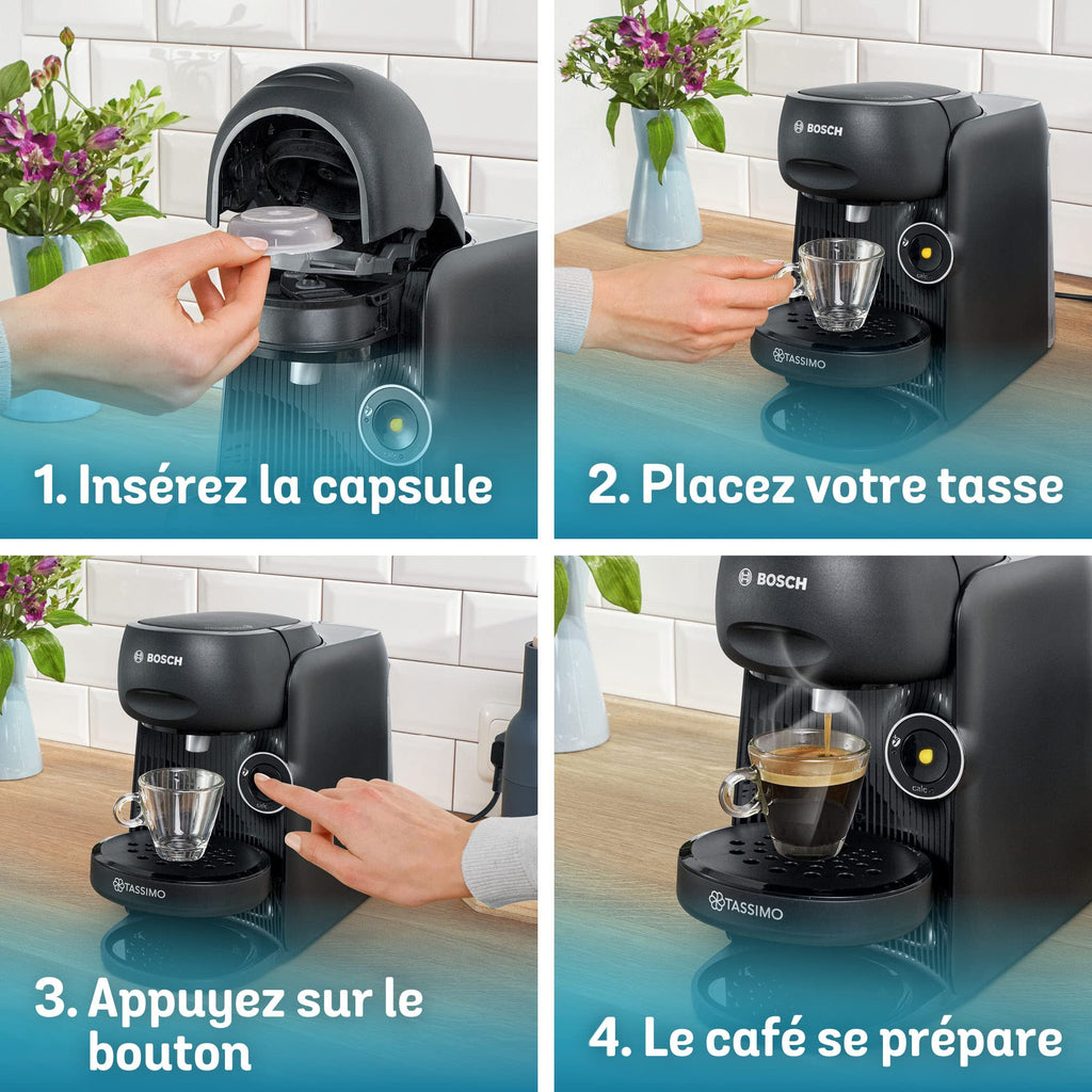 TASSIMO FINESSE machine multi-boissons, fonction IntensityBoost, INTELLIBREW, Noir - Veritano Edition