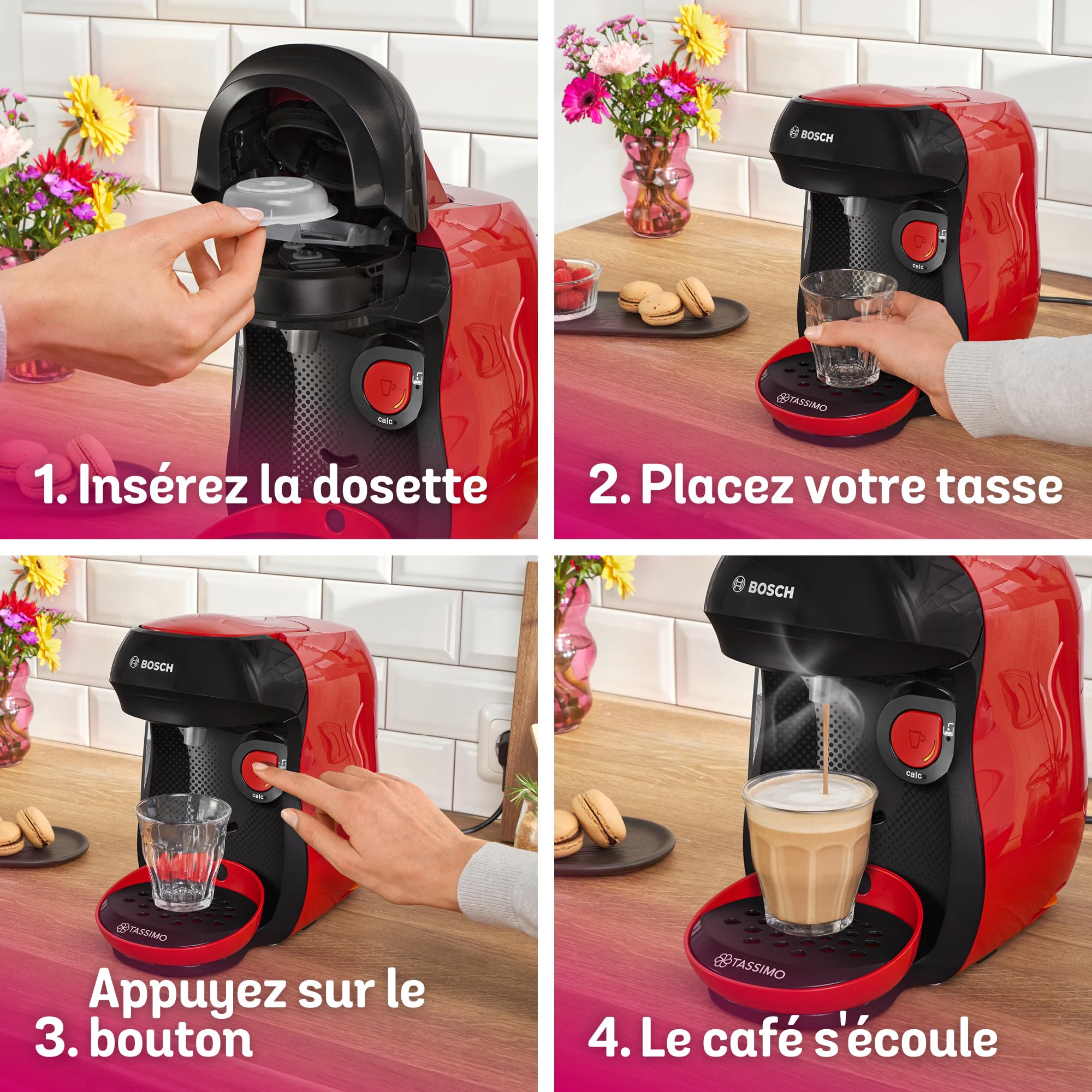 Machine à café multi-boissons Tassimo Happy friendly, OneTouch, TAS103E, Rouge - Veritano Edition