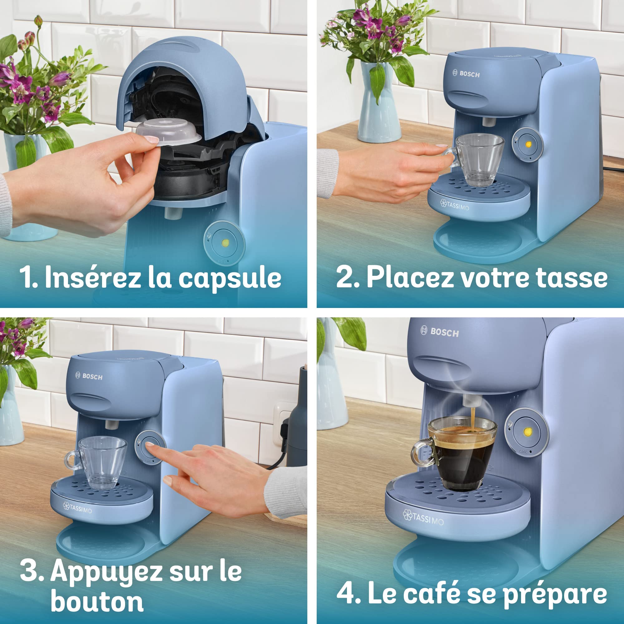 TASSIMO FINESSE machine à café, ntensityBoost, INTELLIBREW™, TAS16B3, bleu lavande - Veritano Edition